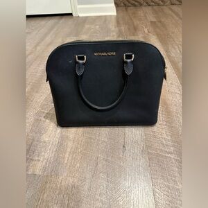 Michael Kors Black Dome Crossbody Satchel with Gold Accents